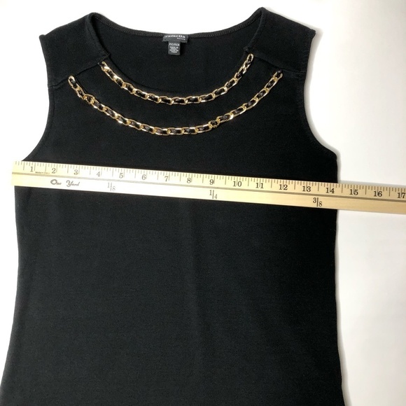 Rafaella Petite XS Black Tank with Gold Chain Neckline Detail - Picture 7 of 10